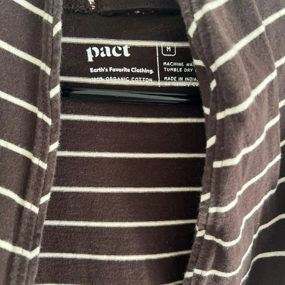 Pact Women's Striped Hooded Robe - Brown & Cream